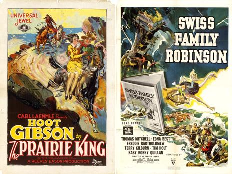 Posters of The Prairie King and Swiss Family Robinson from the Dwight M Cleveland Movie Poster Archive