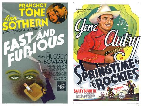 Posters of Fast and Furious and Springtime in the Rockies from the Dwight M Cleveland Movie Poster Archive