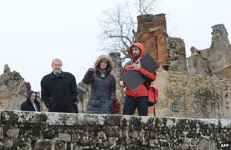 German investigators visit Oradour-sur-Glane, southern France, 29 January