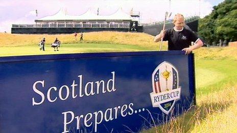 'Scotland prepares' sign is put up at Gleneagles