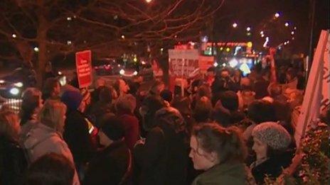 Campaigners outside Lewisham Hospital on 31 January