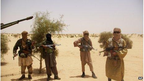 File photo of fighters from Ansar Dine, near Timbuktu, Mali, April 2012