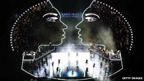 Beyonce performs at the Super Bowl