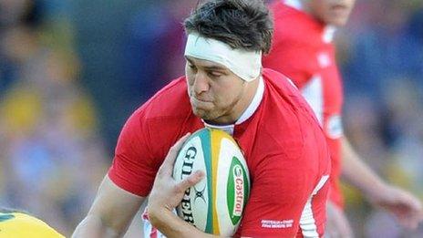 Ryan Jones playing for Wales