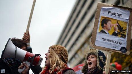 Rally in November 2012 against sharp rises in university tuition fees, funding cuts and high youth unemployment