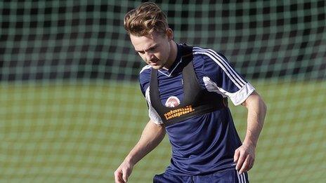 Adam McGurk at Northern Ireland training on Monday