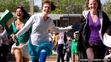 Students participate in a previous Dissertation Dash at the University of Sussex