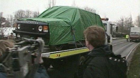 Range Rover being taken away by lorry