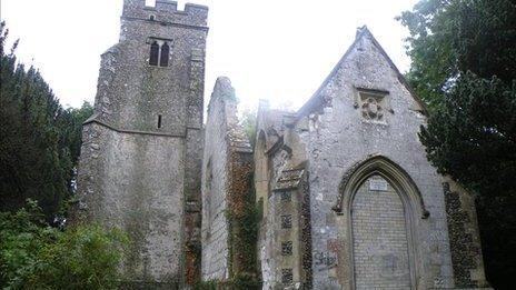 The remains of St Mary's Church in Eastwell