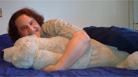 Benjamin with his polar bear teddy