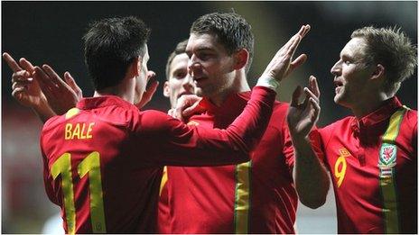 Wales celebrate victory over Austria