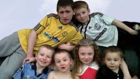 Duwayne Philpott, 13, Jade Philpott, 10, and brothers John, nine, Jack, seven, Jessie, six, and Jayden, five