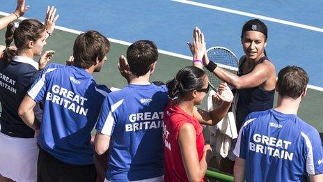 Great Britain's Fed Cup squad in Israel