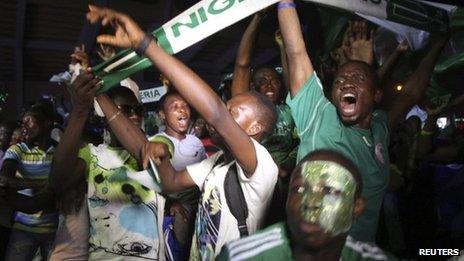 Nigerians celebrate victory at the Africa Cup of Nations