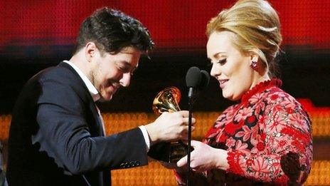 Marcus Mumford of Mumford and Sons with Adele