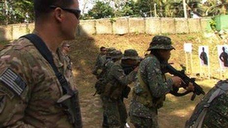 US and Philippines soldiers at a firing range