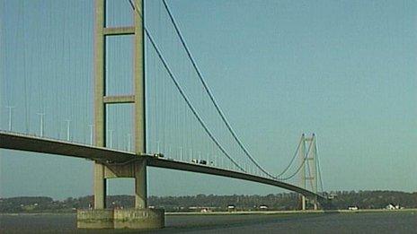 The Humber bridge from the south bank