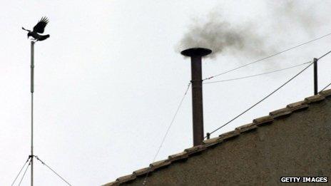 Chimney issuing smoke