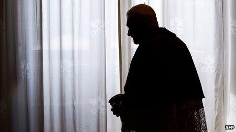 Pope Benedict in silhouette