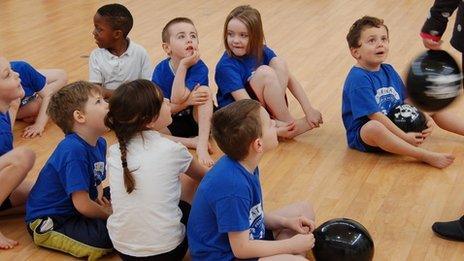 Primary children in PE lesson