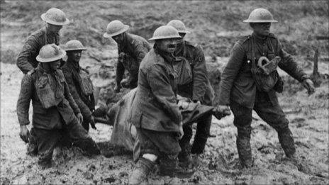 A stretcher party at Passchendaele, 1917