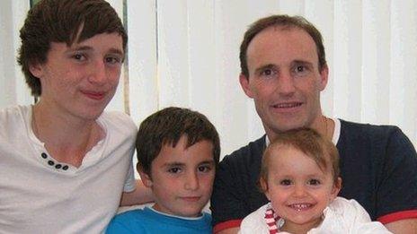 David O'Halloran (left) with his brother Kaya McInnes, father Alan McInnes, and sister Giana McInnes