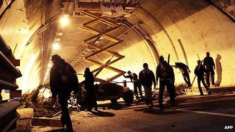 Protesters occupying the highway