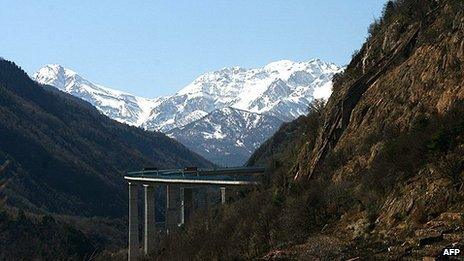 The Susa Valley with elevated motorway in foreground