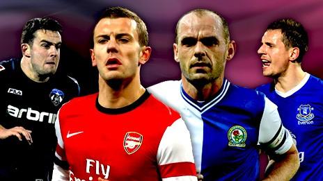 Jose Baxter, Jack Wilshere, Danny Murphy, Phil Jagielka