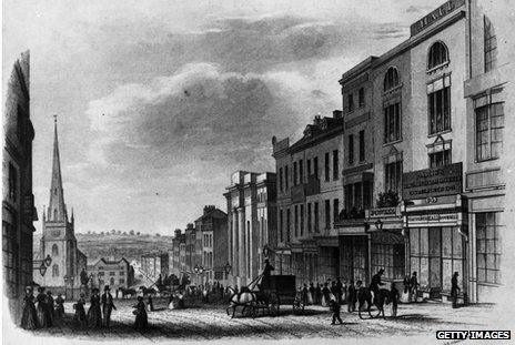 Birmingham city centre in 1840