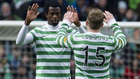 Celtic players Efe Ambrose and Kris Commons