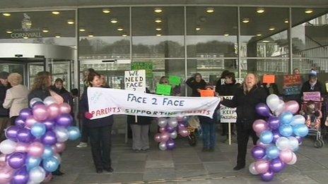 Face 2 Face supporters protesting at County Hall