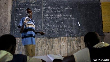 Students attend classes at the Ephatha Primary school, 18 July 2012 in Juba