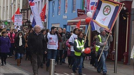 Jersey nurses pay protest march