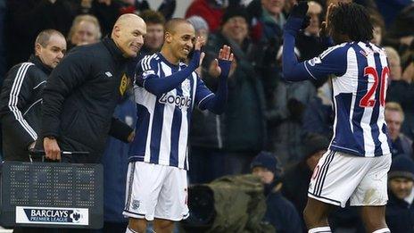 West Brom striker Peter Odemwingie comes on for Romelu Lukaku against Sunderland