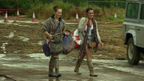 People leaving Creamfields