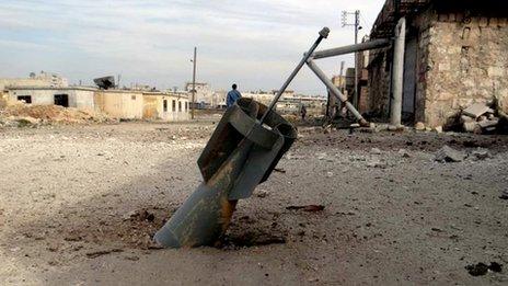 Unexploded rocket in Aleppo