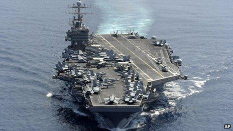 USS Abraham Lincoln transits the Indian Ocean January 2012