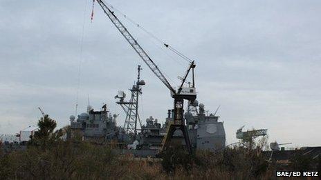 US Navy battleship in Newport News, Virginia 26 February 2013