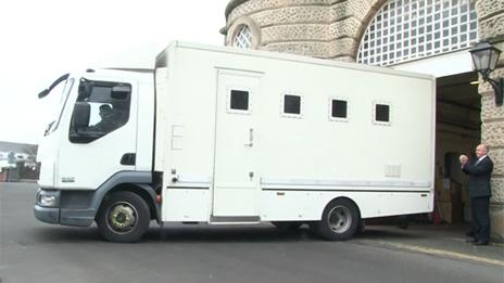 Prison van leaves HMP Shrewsbury for last time