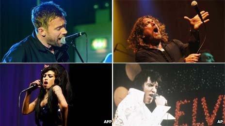 Blur, Robert Plant Amy Winehouse and Elvis Presley