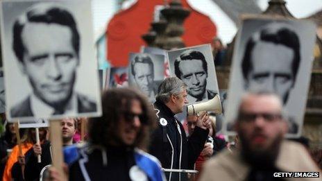 Fans of the The Prisoner re-enact scenes from the show during the Number Six Festival