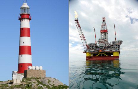 Lighthouse and oil rig