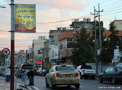 Erbil roadsign advertising Barcelona