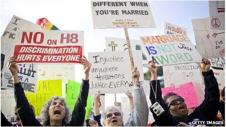 Protest in favour of Proposition 8, California (file pic, November 2008)