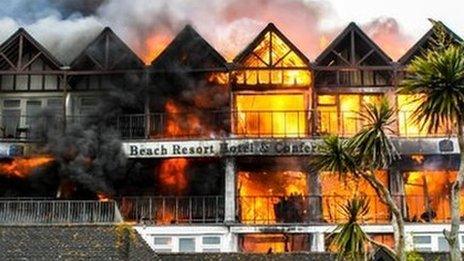 Falmouth Beach Hotel fire: Pic Alex R Elms
