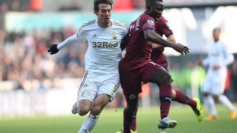 Michu of Swansea in action against Newcastle