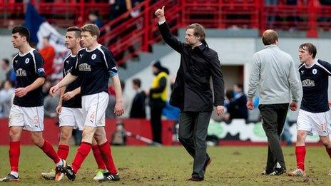 Steven Pressley salutes the Falkirk fans