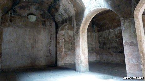 View inside the so-called El Aljibe (The Well), where heretics were imprisoned, at the Inquisition Museum, in Cartagena, Colombia