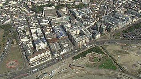 Aerial view of St Helier in Jersey